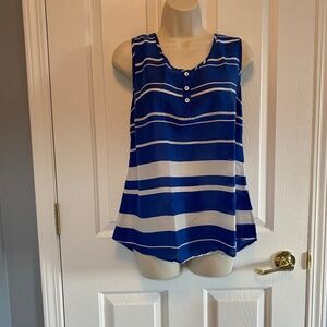BUY 2 ITEMS GET 1 FREE - Tommy Hilfiger Royal & White striped Blouse Sz L